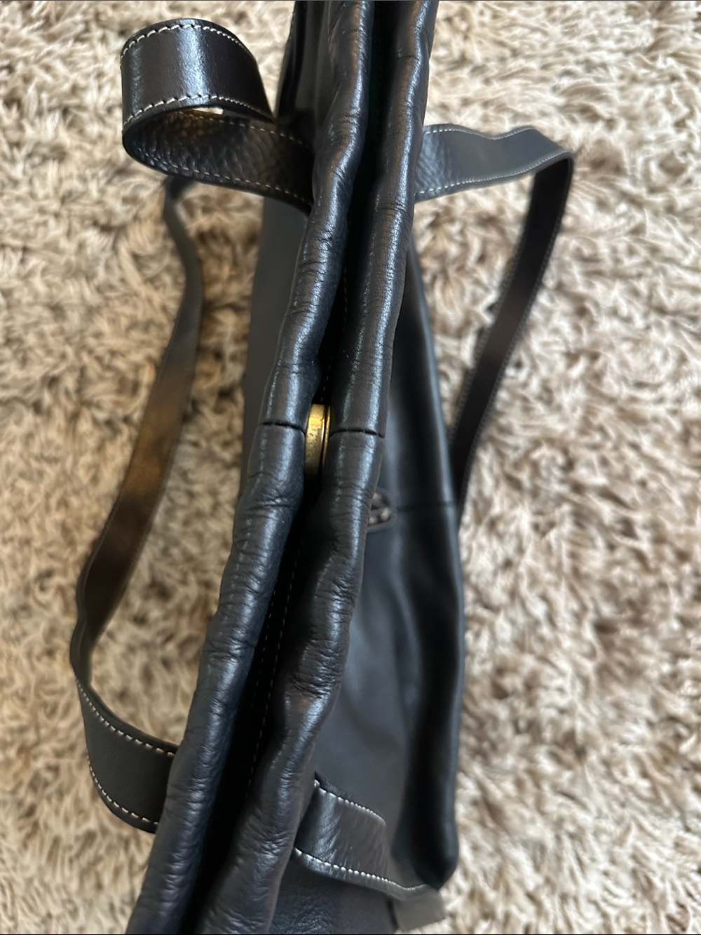 Vintage 1990s Zenith Italian Full-grain Leather Black shoulder/tote bag -NICE - Picture 16 of 16
